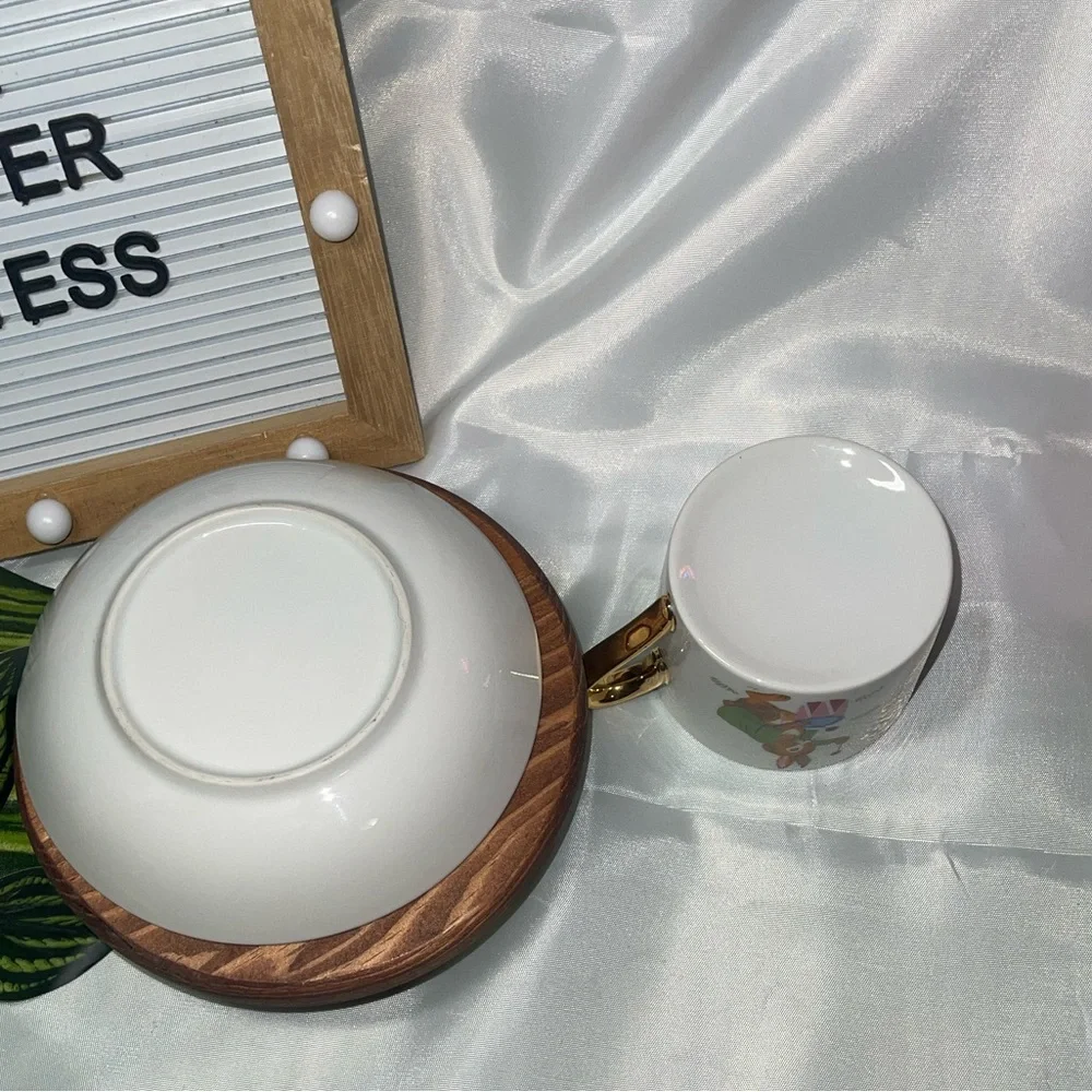Vintage Bunny Baby Dish Set – Personalized “Christopher” Mug & Plate Gold Trim